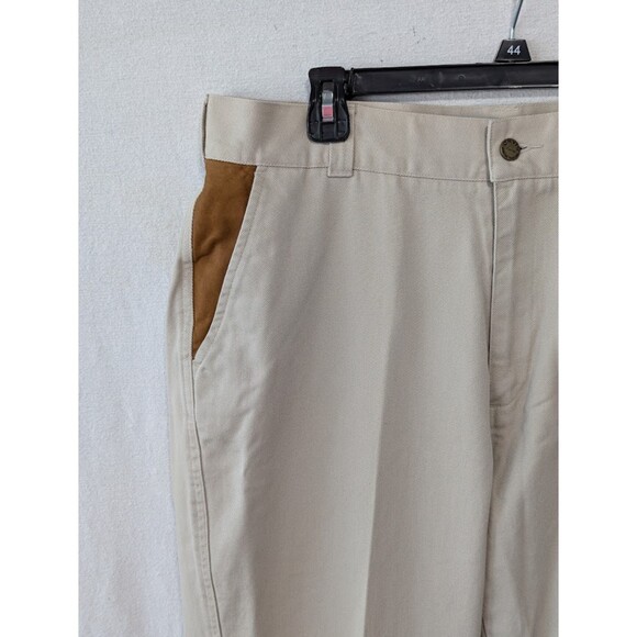 Orvis Sporting Traditions Jeans Tan and Leather Trim Men's Size 36x32 - Picture 3 of 10